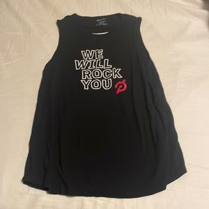Peloton Black Tank with Bold White and Red Design